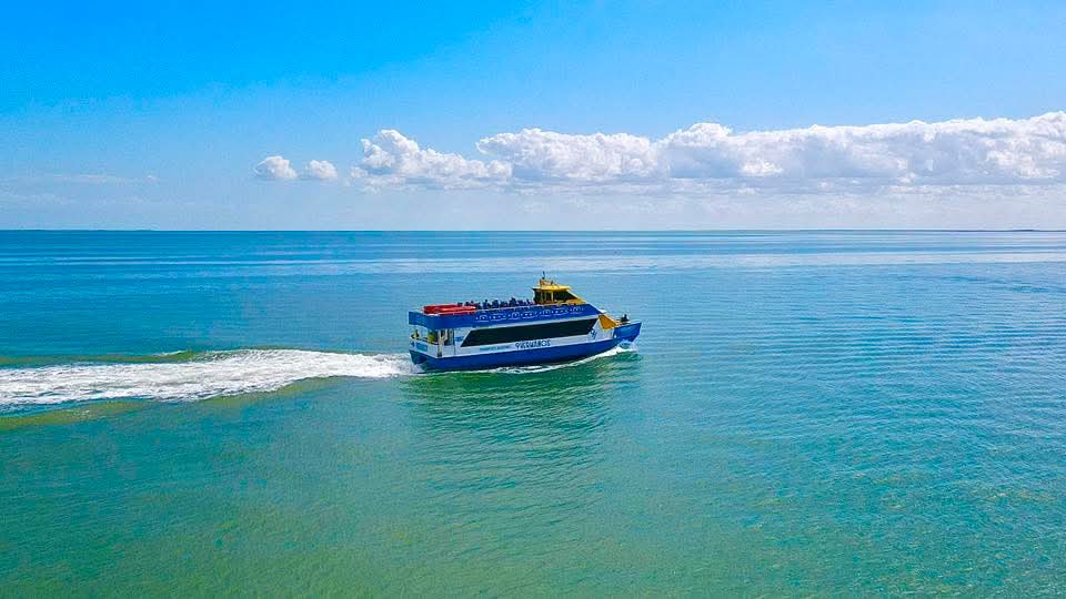 Ferry crossing the Caribbean sea to Holbox